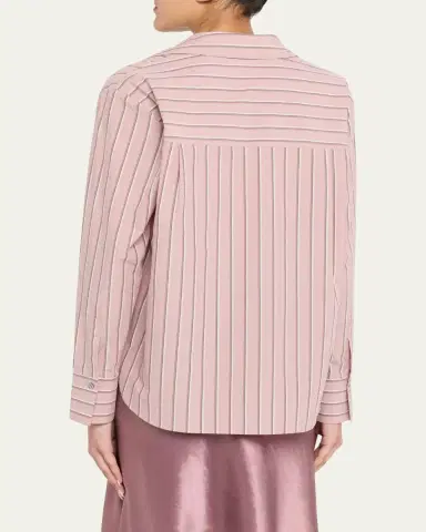 Vince Pinstripe Long-Sleeve Popover Shirt | Thumbnail 3