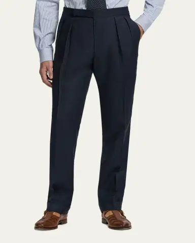 Ralph Lauren Purple Label Men's Cashmere and Silk Glen Plaid Pleated Trousers | Thumbnail 4 Ralph Lauren Purple Label Men's Cashmere and Silk Glen Plaid Pleated Trousers | Thumbnail 4