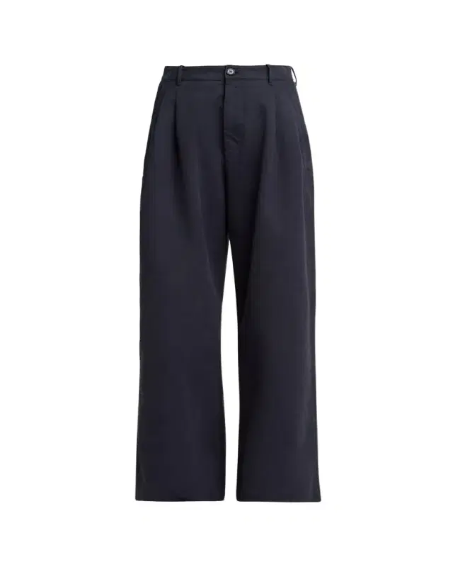 Pleated Cotton Wide-Leg Trousers