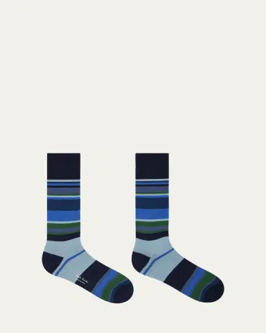 Paul Smith Men's Ozzy Multi-Stripe Crew Socks | Thumbnail 2