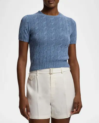 Ralph Lauren Collection Cable-Knit Cashmere Cropped Sweater | Thumbnail 4 Ralph Lauren Collection Cable-Knit Cashmere Cropped Sweater | Thumbnail 4