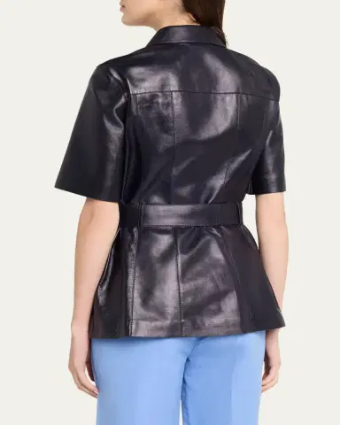 Lafayette 148 New York Belted Leather Jacket | Thumbnail 3