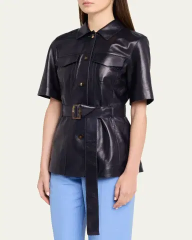 Lafayette 148 New York Belted Leather Jacket | Thumbnail 4