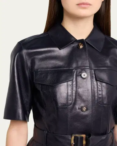 Lafayette 148 New York Belted Leather Jacket | Thumbnail 5