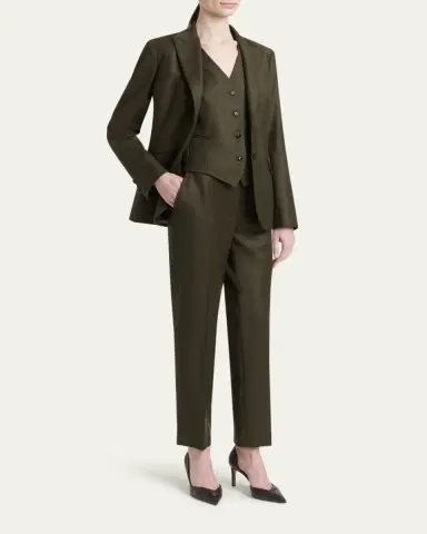 Kiton Shimmer Wool-Blend Straight Trousers | Thumbnail 2