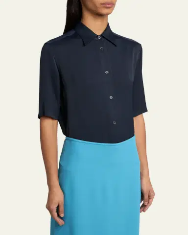 Jil Sander Short-Sleeve Viscose Button-Down Shirt | Thumbnail 4