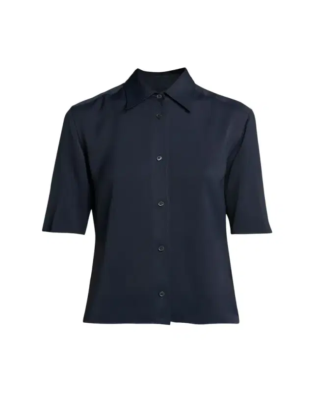 Short-Sleeve Viscose Button-Down Shirt