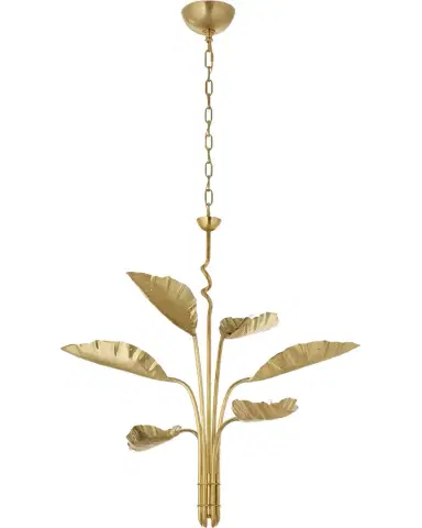 Visual Comfort Signature Dumaine Medium Pierced Leaf Chandelier By Julie Neill | Thumbnail 1