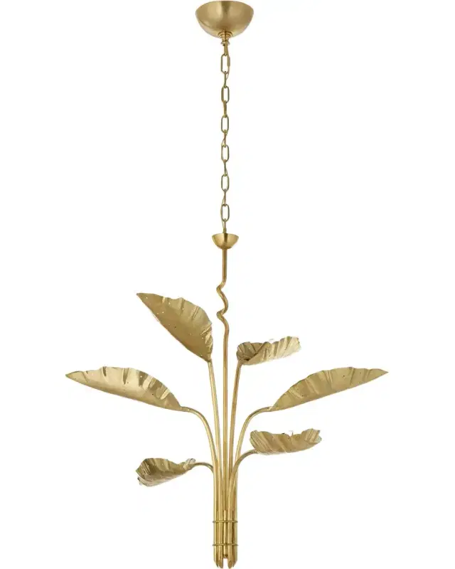Visual Comfort Signature Dumaine Medium Pierced Leaf Chandelier By Julie Neill
