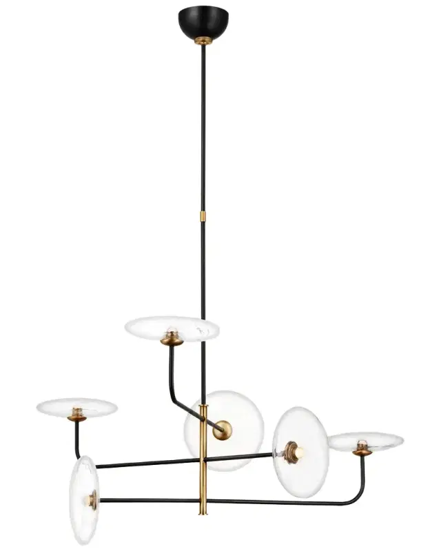 Visual Comfort Signature Calvino Large Arched Chandelier In Aged Iron And Hand-Rubbed Antique Brass With Clear Glass By Ian K. Fowler