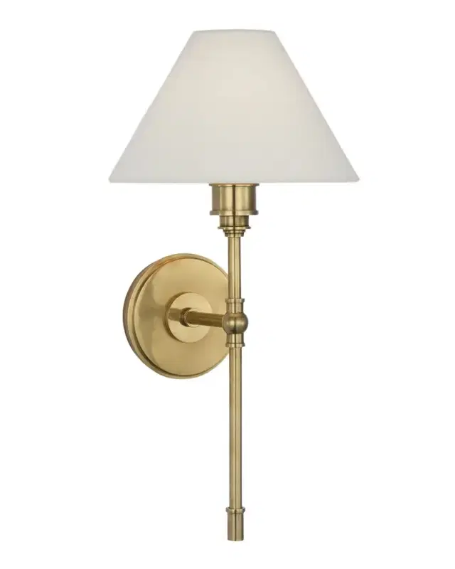 Visual Comfort Signature Parington Tail Sconce With Linen Shade by Chapman & Myers