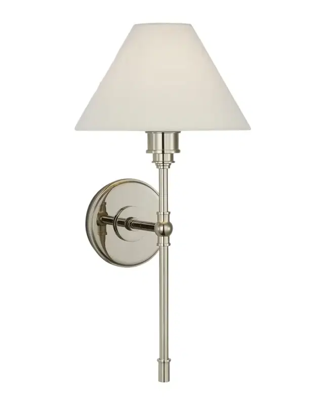 Visual Comfort Signature Parington Tail Sconce With Linen Shade by Chapman & Myers