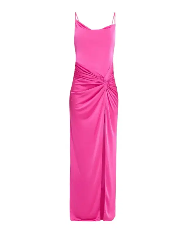 BCBGMAXAZRIA Sleeveless Cowl-Neck Draped Twist Gown