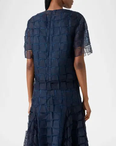 Akris Trapezoid Embroidered Organza Blouse | Thumbnail 3