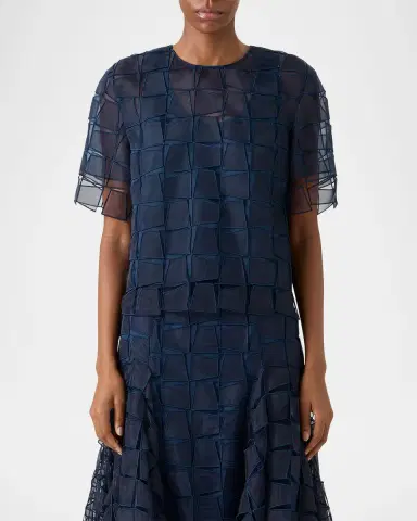 Akris Trapezoid Embroidered Organza Blouse | Thumbnail 4