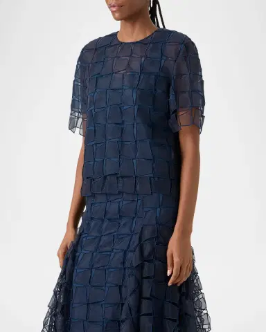 Akris Trapezoid Embroidered Organza Blouse | Thumbnail 6