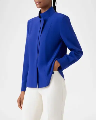 Akris Silk Crepe Asymmetric Blouse | Thumbnail 5 Akris Silk Crepe Asymmetric Blouse | Thumbnail 5