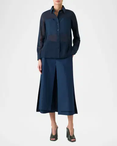 Akris Cotton Voile Button-Down Tunic Blouse | Thumbnail 2 Akris Cotton Voile Button-Down Tunic Blouse | Thumbnail 2