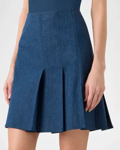 Akris Half-Pleated Stretch Denim Skirt | Thumbnail 4 Akris Half-Pleated Stretch Denim Skirt | Thumbnail 4
