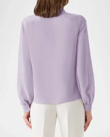 Akris Tie-Neck Silk Georgette Blouse | Thumbnail 3 Akris Tie-Neck Silk Georgette Blouse | Thumbnail 3