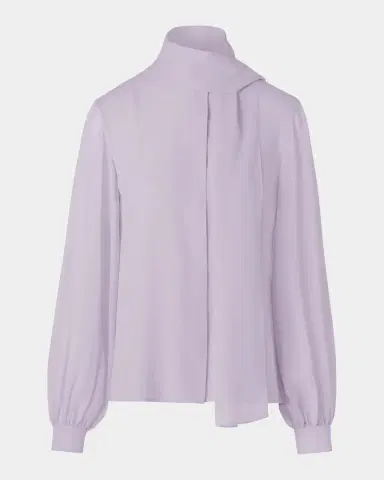 Akris Tie-Neck Silk Georgette Blouse | Thumbnail 7 Akris Tie-Neck Silk Georgette Blouse | Thumbnail 7