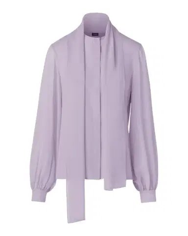 Akris Tie-Neck Silk Georgette Blouse | Thumbnail 1 Akris Tie-Neck Silk Georgette Blouse | Thumbnail 1