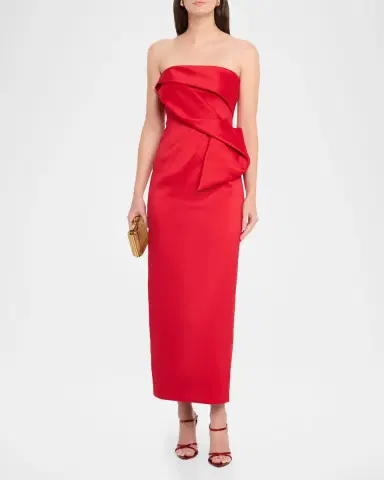 Aidan Mattox Strapless Stretch Mikado Midi Dress | Thumbnail 2