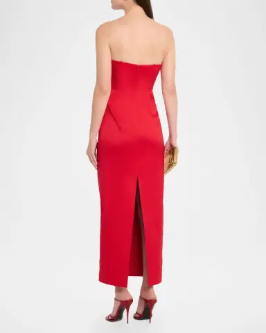 Aidan Mattox Strapless Stretch Mikado Midi Dress | Thumbnail 3