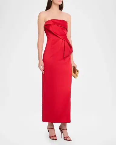 Aidan Mattox Strapless Stretch Mikado Midi Dress | Thumbnail 4