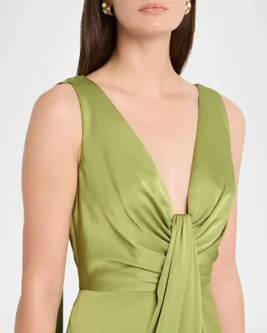 Aidan Mattox Draped Plunging Crepe Back Satin Gown | Thumbnail 5