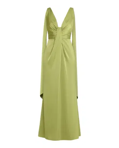 Aidan Mattox Draped Plunging Crepe Back Satin Gown | Thumbnail 1