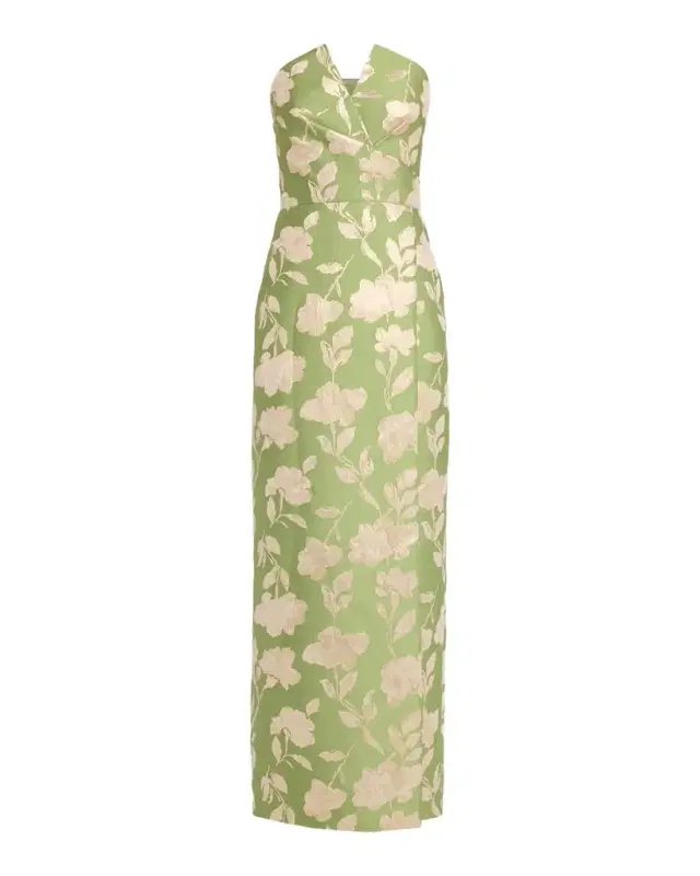Aidan Mattox Strapless Metallic Jacquard Column Gown