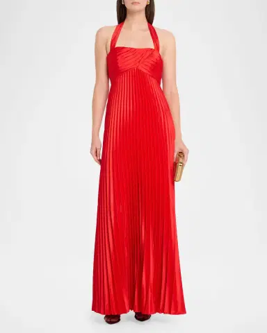 Aidan Mattox Pleated Stretch Charmeuse Halter Gown | Thumbnail 2 Aidan Mattox Pleated Stretch Charmeuse Halter Gown | Thumbnail 2