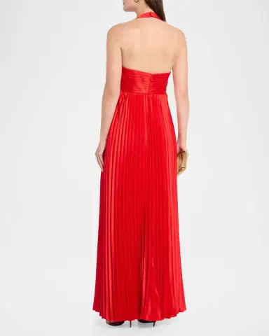 Aidan Mattox Pleated Stretch Charmeuse Halter Gown | Thumbnail 3 Aidan Mattox Pleated Stretch Charmeuse Halter Gown | Thumbnail 3