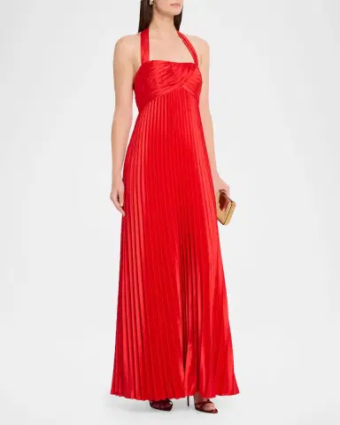 Aidan Mattox Pleated Stretch Charmeuse Halter Gown | Thumbnail 4 Aidan Mattox Pleated Stretch Charmeuse Halter Gown | Thumbnail 4