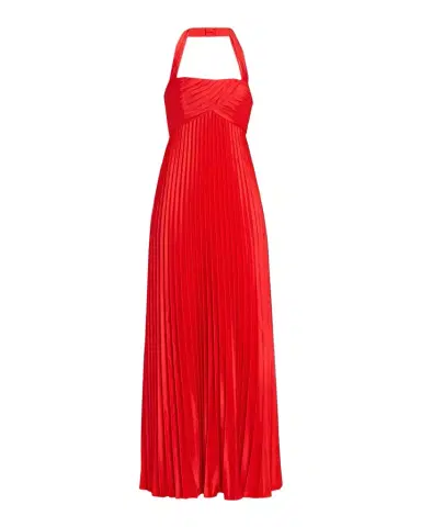 Aidan Mattox Pleated Stretch Charmeuse Halter Gown | Thumbnail 1 Aidan Mattox Pleated Stretch Charmeuse Halter Gown | Thumbnail 1