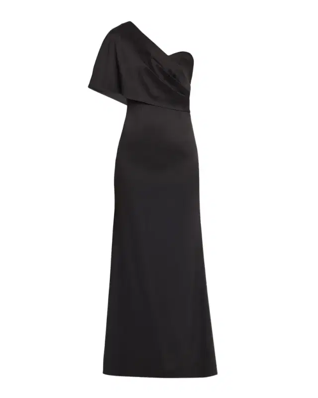 Draped One-Shoulder Stretch Mikado Gown