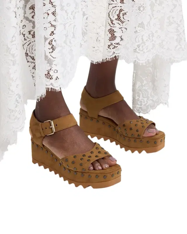 Stella McCartney 80mm Elyse Suede Wedge Sandals