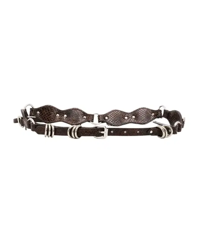 Bolton Metal-Embellished Leather Belt