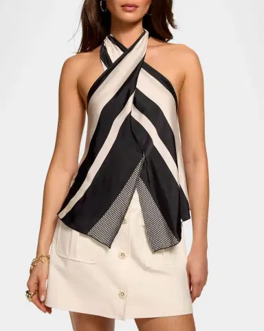 Ramy Brook Kylie Striped Satin Halter Blouse | Thumbnail 4 Ramy Brook Kylie Striped Satin Halter Blouse | Thumbnail 4