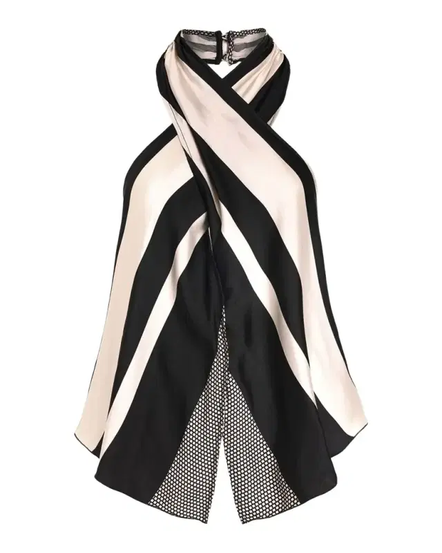 Kylie Striped Satin Halter Blouse