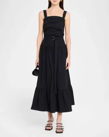 Proenza Schouler White Label Miranda Belted A-Line Maxi Dress | Thumbnail 2 Proenza Schouler White Label Miranda Belted A-Line Maxi Dress | Thumbnail 2