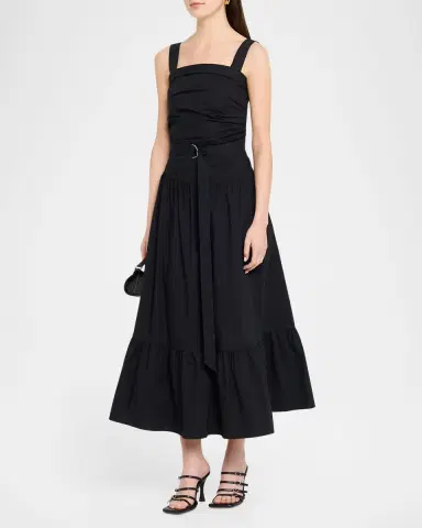 Proenza Schouler White Label Miranda Belted A-Line Maxi Dress | Thumbnail 4 Proenza Schouler White Label Miranda Belted A-Line Maxi Dress | Thumbnail 4