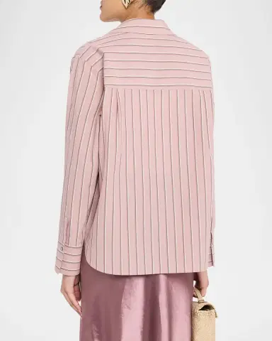 Vince Pinstripe Long-Sleeve Popover Shirt | Thumbnail 3