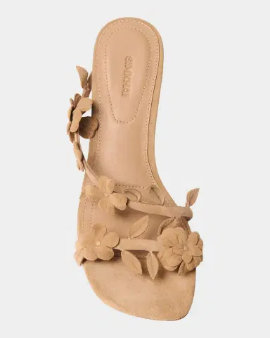 Simkhai Willow Floral Applique Suede Kitten-Heel Sandals | Thumbnail 3