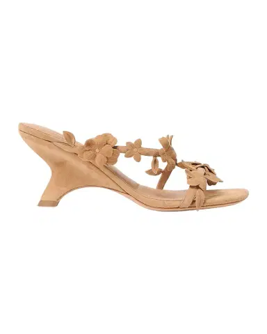 Simkhai Willow Floral Applique Suede Kitten-Heel Sandals | Thumbnail 1