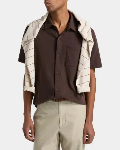 Vince Men's Sueded Jersey Button-Down Shirt | Thumbnail 4