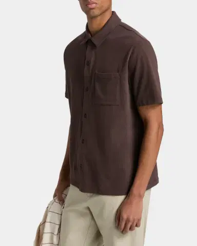 Vince Men's Sueded Jersey Button-Down Shirt | Thumbnail 7