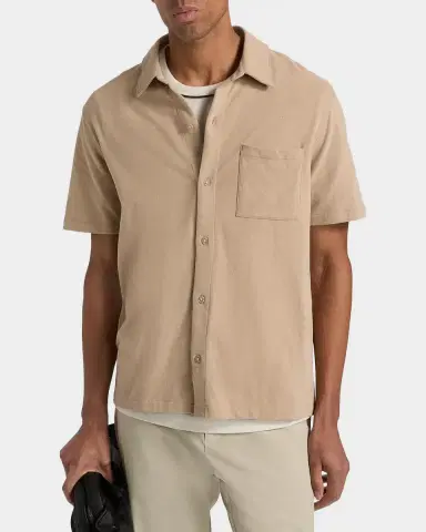 Vince Men's Sueded Jersey Button-Down Shirt | Thumbnail 4