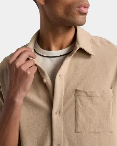 Vince Men's Sueded Jersey Button-Down Shirt | Thumbnail 5